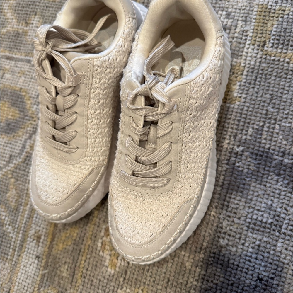 Cream Textured Sneakers